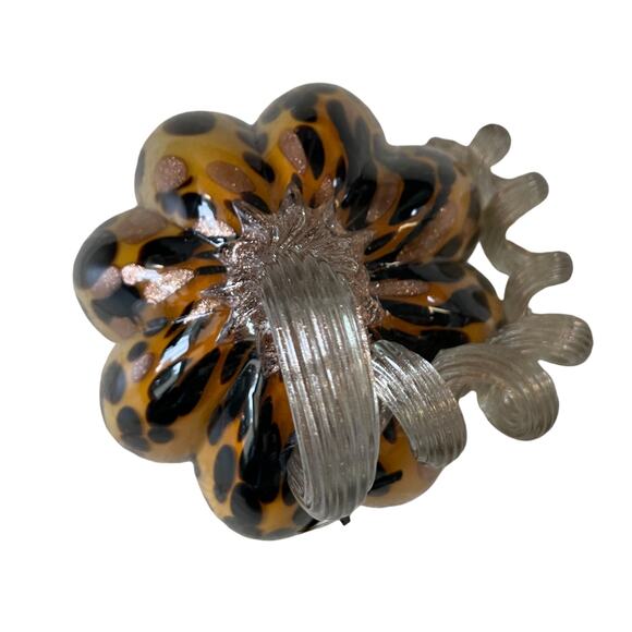 TAHARI Hand Blown Art Glass Tortoise Shell Pumpkin Amber Stem Designer Decor New - Picture 13 of 13